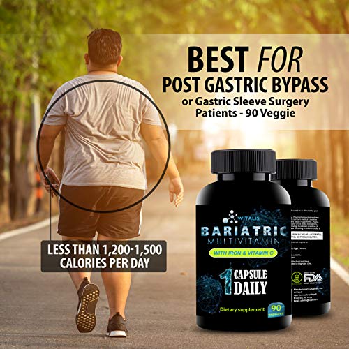 Bariatric Multivitamin - Vitamins for Post Gastric Bypass & Sleeve - Advantage for Weight Loss Surgery -with Iron & Vitamin C - 90 Vegan, Non-GMO, Dairy & Soy Free - Post Bariatric Health