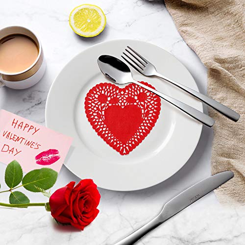 rivcoim Mini Valentine's Heart doilies 4 inch, Colors Red, Pink, White, and Blue(100 pcs)