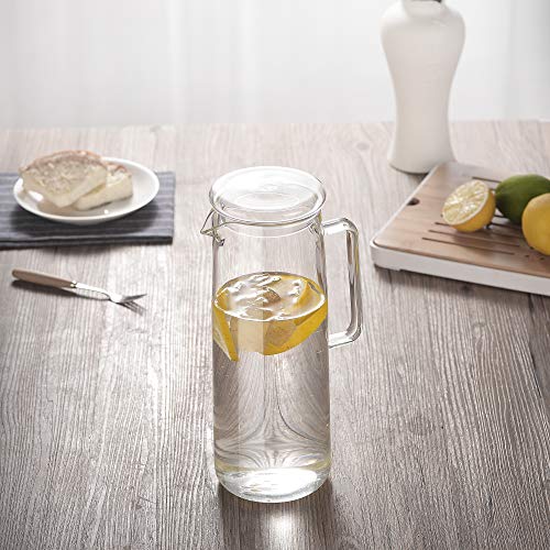 Cupwind Borosilicate Glass Water Carafe Pitcher with Infuser Lid Explosion-Proof Heat Resistance 50 oz