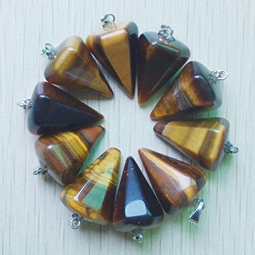 Tiger Eye Stone Pyramis Charms Pendants 12Pcs/Lot