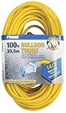 Prime Wire & Cable LT511735 100-Foot 14/3 SJTOW Bulldog Tough Extension Cord with PrimeLight Indicator Light, Yellow