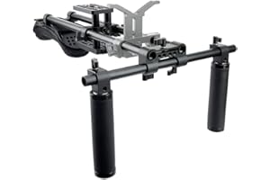 NICEYRIG 15mm Shoulder Pad Rig Support System with Riser Base Plate Mount, 15mm Rod and Rod Rail Handle Kit Universal for DSLR Camera, Mirrorless Camera - 173