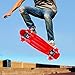 Enkeeo 22 Inch Plastic Cruiser Skateboard with Sturdy Deck 4 PU Casters for Kids, Youths and Adults, Red