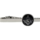Masonic Freemason Square Compass Tie Clip TieBar Set