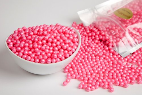 Pearl Bright Pink Sugar Candy Beads (1 Pound Bag)