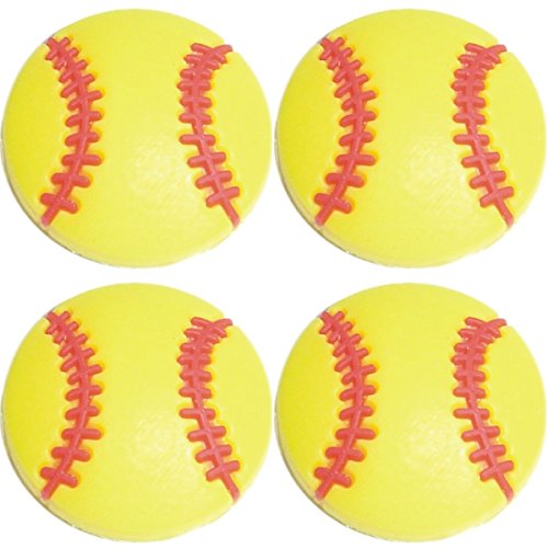 Four (4) of Yellow Softball Baseball Shoe Rubber Charms SC870 - Thumbnail 4