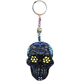 Gypsy Daze Smokes Day of the Dead Sugar Skull 3D Figurine Keychain Multicolored Handmade Gift Boho Car Bag Accessories
