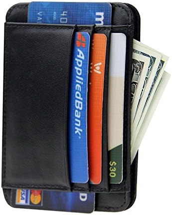 Men Front Pocket Wallet Minimalist Leather Slim Wallet RFID Blocking Card Holder
