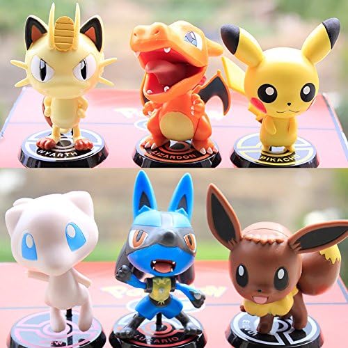 Powerhone Clip-N-Carry Pokemon Figures Pikachu Charizard, Car Set of 6pcs