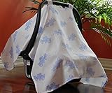 Car Seat Canopy Cover for Boys & Girls, Lightweight & Breathable 100% Cotton, Protects Infants From Sunlight, Germs, Bugs & Dust. Perfect for Baby Registry, Gift Basket Set & Baby Showers