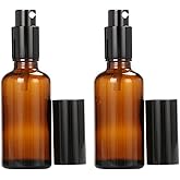 2 Pcs 100ml 3.4oz Amber Glass Travel Pump Bottles for Toiletries Leakproof Cosmetic Cream Pump Bottle Containers Soap Dispenser Jar with Black Cap for Lotion Cream Essential Oil