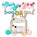 Gender Reveal Party Supplies Decorations – for Boy or Girl with Rose Gold & Blue Foil Balloons, Balloon Garland Decorating Strip with 76 Assorted Blue, Pink, & Confetti Latex Balloons, and Hand Pump