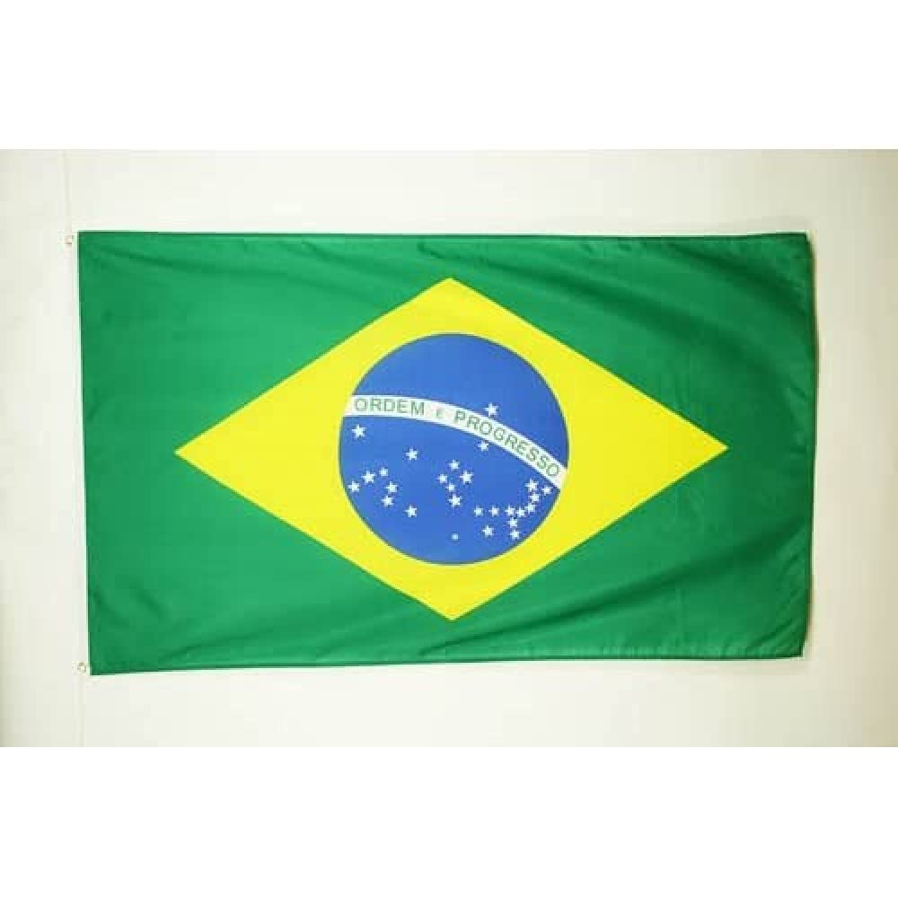 AZ FLAG - Brazil Flag - 3x5 Ft - Satin Brazilian Banner with Two Metal Grommets - Fade Resistant - Bright Colors - 3' x 5' Feet - 150x90 Cm