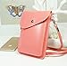 PU Leather 2 Layers Vertical Cellphone Pouch Bag with Shoulder Strap and Magnetic Button for Apple iPhone Samsung Galaxy and Other Smartphone Pink