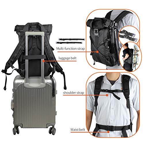 Camera Backpack Rolltop with Laptop Compartment Quick Side Access for