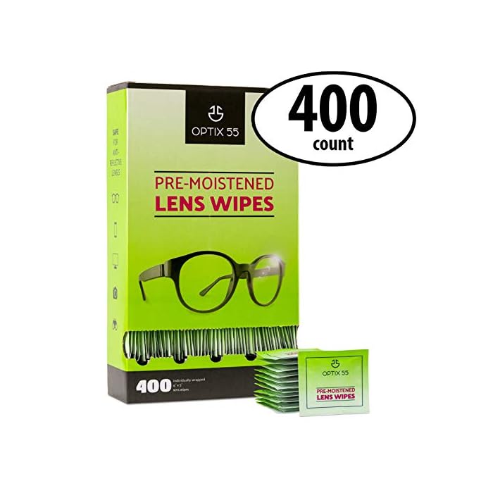 Eyeglass Cleaner Lens Wipes - 400 Pre-Moistened Individual Wrapped Eye Glasses Cleaning Wipes | Glasses Cleaner Safely…