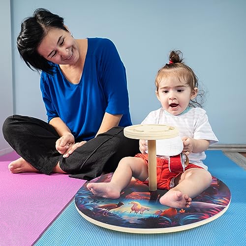 Wooden Spinner Seat 22 Inch Large Sit and Spin Toys for Toddlers 13