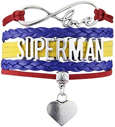 Superman Infinity Love Blue Red and Yellow with Dangling Heart