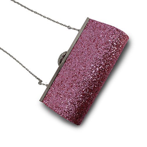 Missfiona Sparkly Glitter Formal Clutch Purse Wedding Party Evening Bag for Women(Silver)
