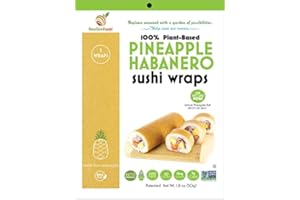 NEWGEM Pineapple Habanero Sushi Wraps (5 Count) – Gluten-Free, Vegan, Plant-Based Low-Carb Wraps – Non-GMO, Paleo-Friendly, Sweet & Spicy Nori Wrap Alternative