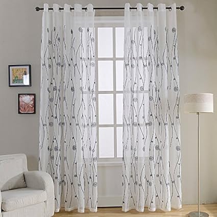Buy Generic Top Finel Natural Embroidered Sheer Curtains For