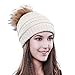 FURTALK Womens Winter Knit Beanie Hat Slouchy Skull Cap Faux Fur Pom Pom Hats Cap for Girls Double Layer Warm Original(One Size White)