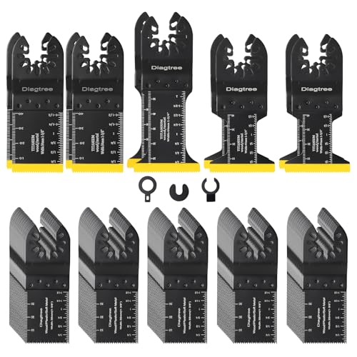 Diagtree Oscillating Saw Blades, Diagtree 115PCS Titanium Oscillating Multitool Blades for Metal, Wood and Plastic, fit Dewalt Milwaukee Ryobi Fein Dremel Bosch Rockwell M Kita Porter(Titanium, 115)