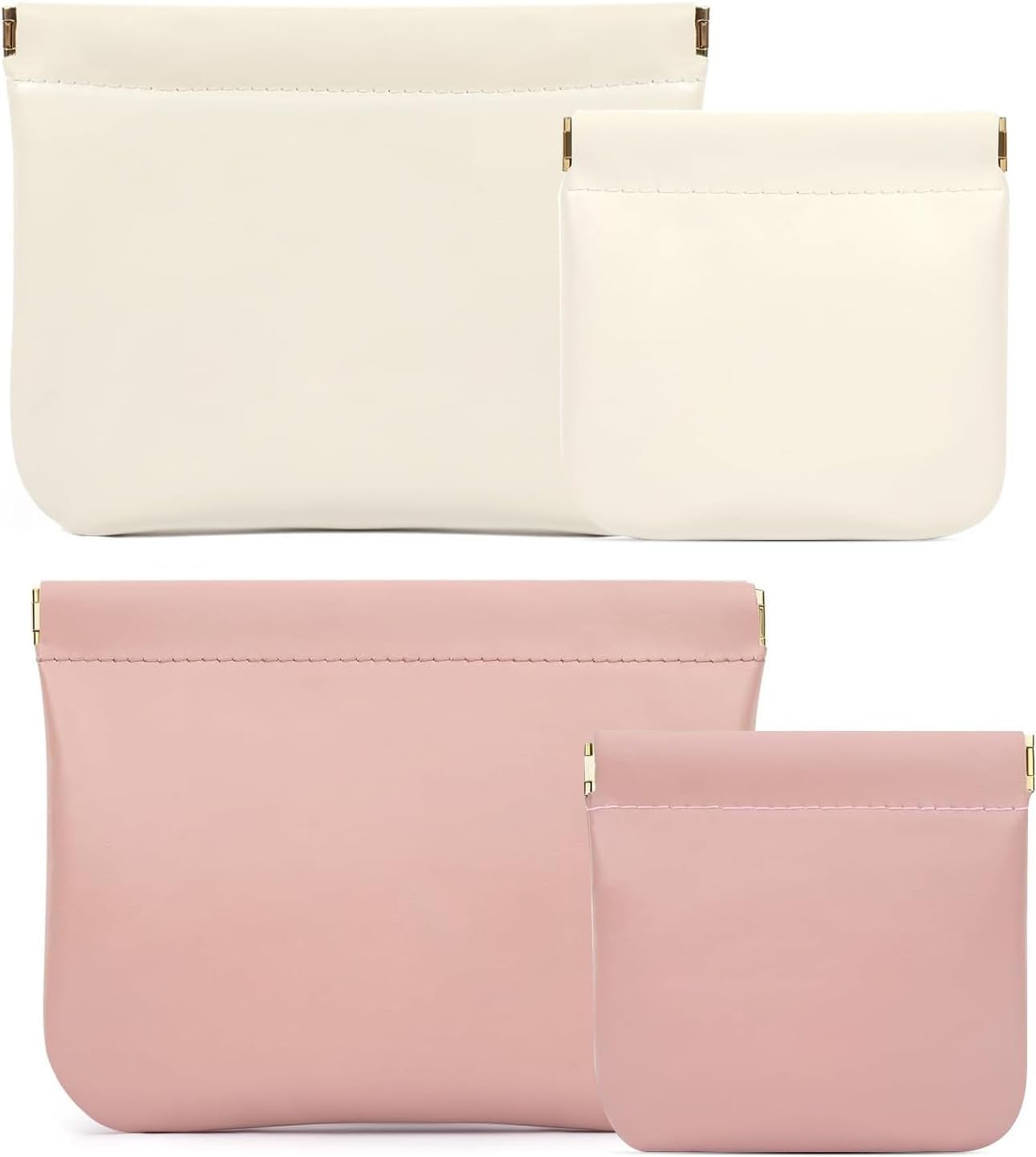 4Pcs Purse Pouches, Small Makeup Bag for Purse Mini Pocket Cosmetic Bags for Women Snap Closure Organizer Pouch for Lipstick Cosmetics Headphones Jewelry