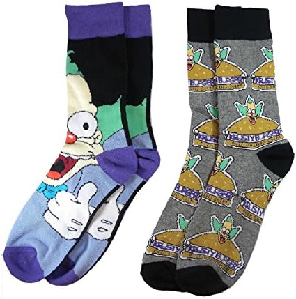 The Simpsons Socks Krusty The Clown Burger Official Mens 2 Pack (Uk Size 12-16)