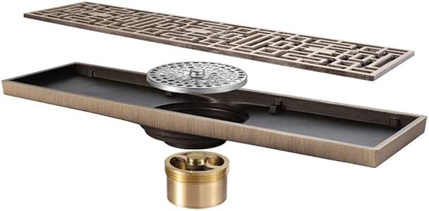 Cuarto de baño Latón lineales de drenaje de ducha con ducha extraíble