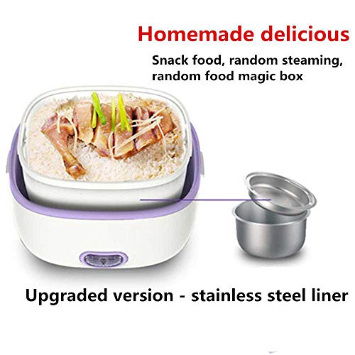 KOBWA Multifunctional Electric Lunch Box, Mini Rice Cooker, Portable Food Heater Steamer with Stainless Steel Bowls, Egg Steaming Rack, Spoon, Measuring Cup for Use in Office Outdoor School - Thumbnail 6