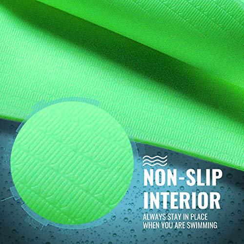 CybGene Silicone Swim Cap for Women and Men,Swim Capris for Long Hair-Size Large-Green - Thumbnail 3