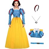 Danvato Princess Snow Costume White Cosplay Dress Womens Halloween Classic Fairytale Dress Role Cosplay for Adult