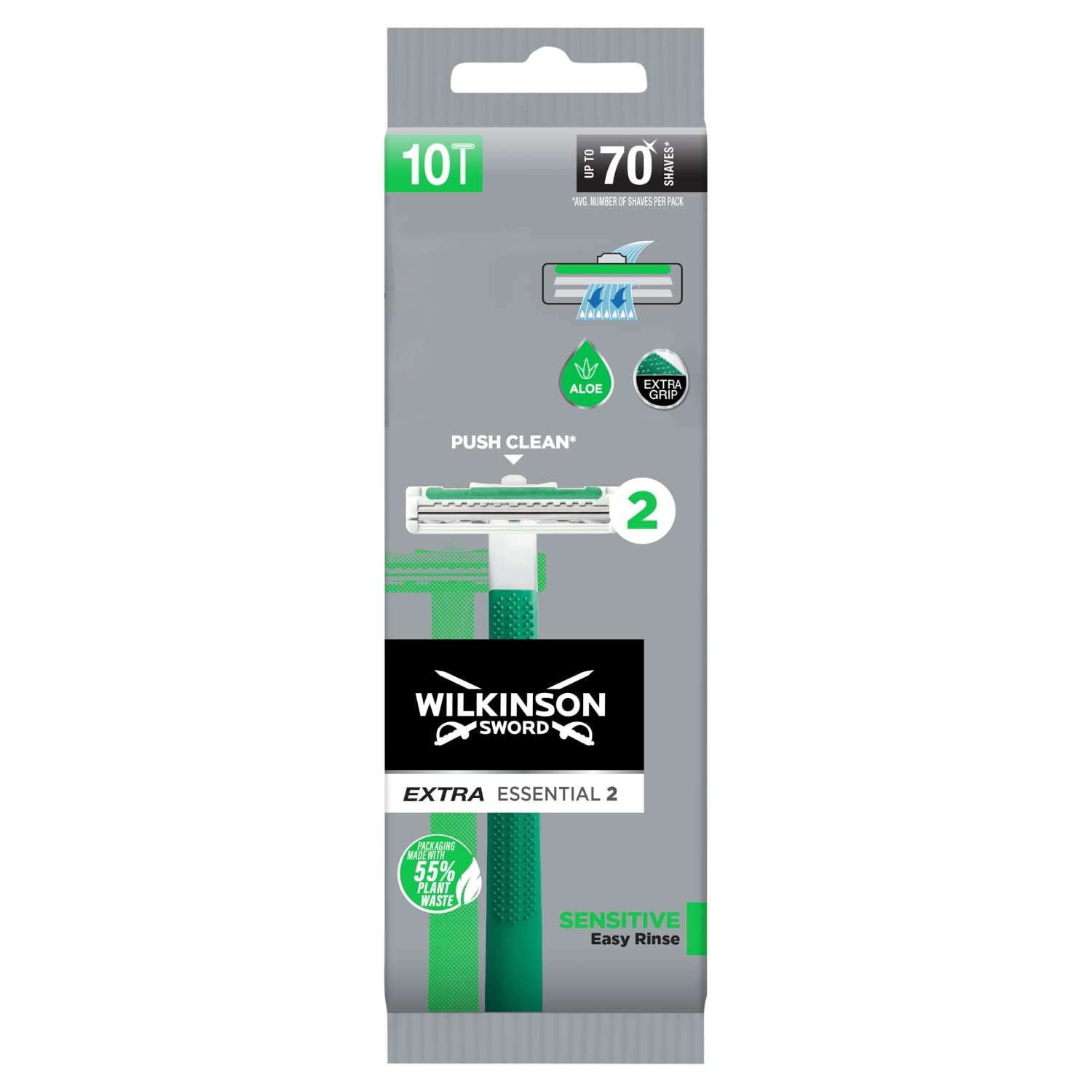 Wilkinson Sword Extra 2 Sensitive Men's Disposable Razors, 10 each