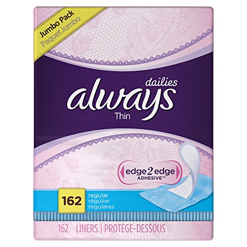 Always  Thin Liners Wrapped Unscented 162 Count (Pack of 2)