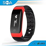 SMA Coach Heart Rate Monitor Smart Bracelet Fitness Tracker Wristband Sports Bracelet Compatible with iPhone and Android Smartband Smart Bracelet for Men Gift for Momen (Red)