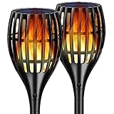 TomCare STL01 Upgraded, Waterproof Flickering Flames Torches Outdoor Solar Spotlights Landscape Decoration Lighting Dusk to Dawn, 2 Pack, Patio Driveway (2)