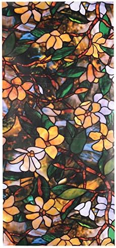 Modekini Multicolor Mosaic Floral Stained Glass Window Film Sicker DIY Home Sunscreen (Magnolia Flower)