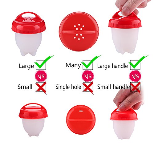 Egg Cooker (6 Pack) Hard Boiled, Fried, Scrambled, Benedict, Safe Non-Stick Silicone,Reusable, Automatic Cooking & Baking Accessories, 1 Gift Free Egg White Separator