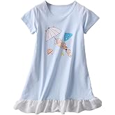 JWWN Little Girls Princess Nightgrown Toddler Summer Sleepwear Kids Short Sleeve Pajama Dresses