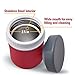 Zell Vacuum Insulated Lunch Food Jar | Durable BPA Free Stainless Steel Lunch Container | Eco-friendly, Double Wall Lunch Jar Keeps Your Food Hot or Cold | 13 Oz (380 ml) | Red