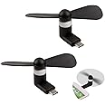 Sokelinn-six Type C Phone Fan, Mini USB C Cooling Hand Fans Portable Summer Cooler for ipad Type C Plug Devices-2 Pieces (Black)