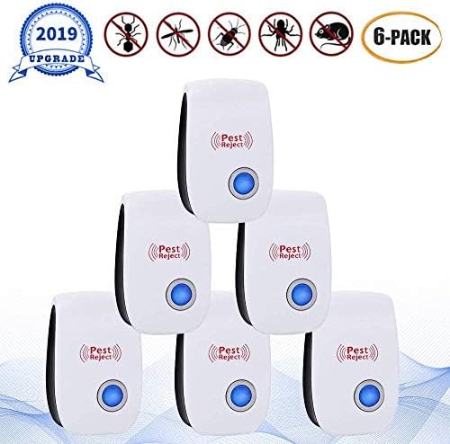 Yroch, Ultrasonic repellent without Chemicals, Electronic Pest Control for Insects, Rats, Mice, Spiders, Fleas, Flies, Safe for Humans Pets UK Plug (6Pack), 6