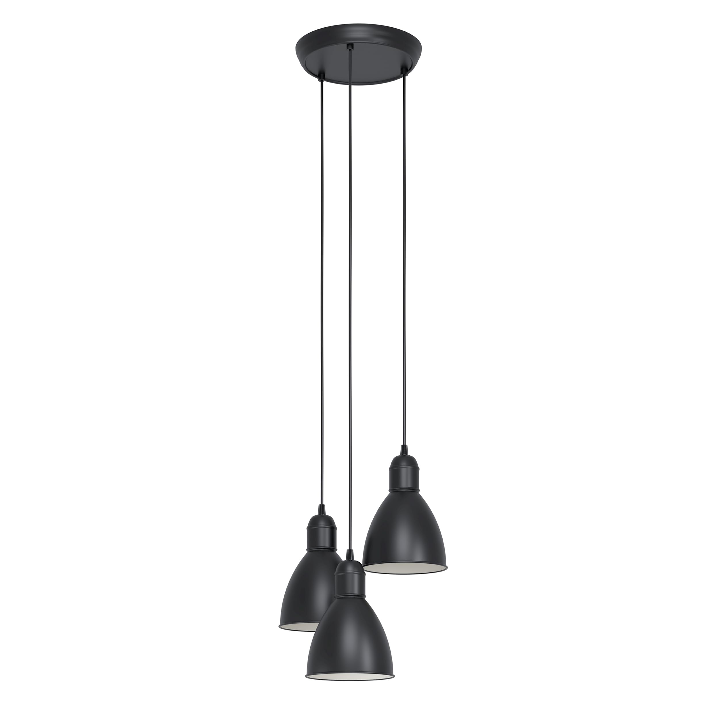 Eglo Priddy Pendant Lamp, Black and White Steel Industrial Ceiling Light Fitting, Retro Style Dining and Living Room Hanging Lighting, E27 Socket