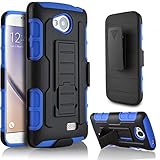 LG Transpyre Case, LG Tribute Case, LG Optimus F60 Case, Starshop Dual Layers with Kickstand and Locking Belt Clip With Screen Protector Blue