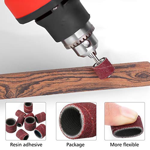 307 Pieces Drum Sander Set GOCHANGE Sanding Drum Kit - 300 Pieces Sanding Band Sleeves (80#/120#/240#) + 6 Pieces Drum Mandrels for Dremel Rotary Tool (2.35mm/3.17mm)+ 1 Combination Wrench