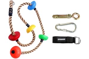 OMNISAFE Colorful Climbing Rope for Kids with 5 Knotted Foot, Indoor Outdoor Backyard Playground Tree Swing Toy Accessories