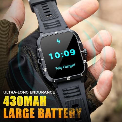 LBOYLOVE® Military Smart Watch for Men, Outdoor Waterproof Smart Watch, 1.96'' Big Screen, Answer Call, Fitness Track, Blood Oxygen, Heart Rate and Sleep Monitor, for iPhone and Android Phones