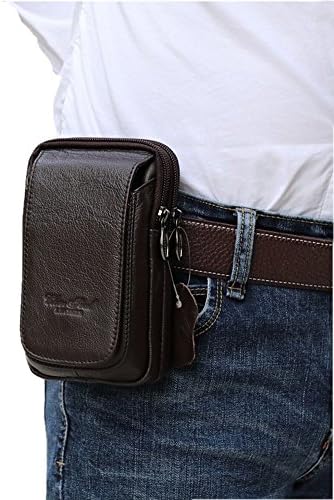 Langzu Belt Pouch Bag Genuine Leather iPhone 8/7 Plus/6s plus/6s Holster Case Cellphone bag Belt Waist Bag Keychain Carrying Case iPhone Samsung Galaxy (Coffee-2380)