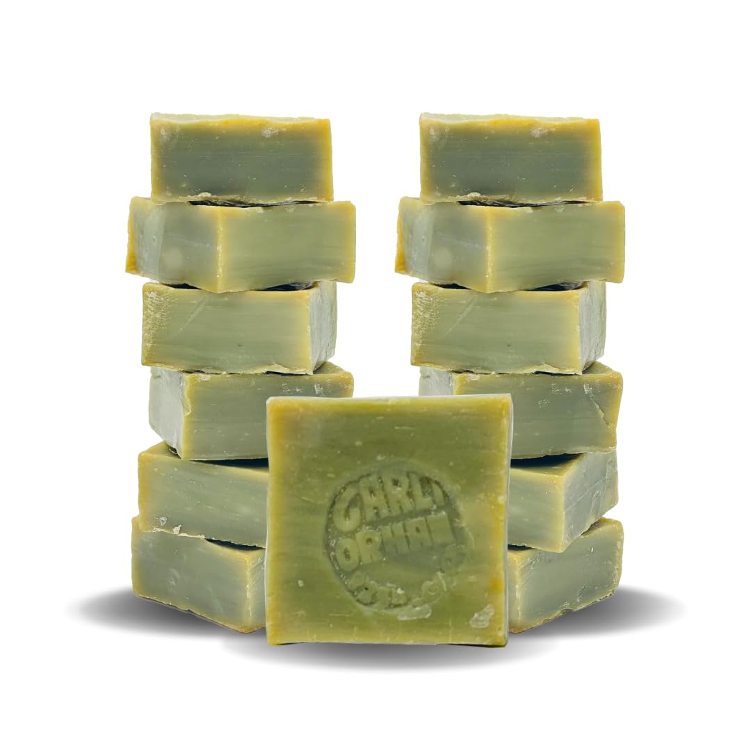 Turkish Bar 12 Pcs Pure Olive Oil Soap 100% Natural, Scent Free, Handmade, Cruelty-Free, Vegan, Moisturizing for Skin and Hair, Gentle on Sensitive Skin, Eco-Friendly